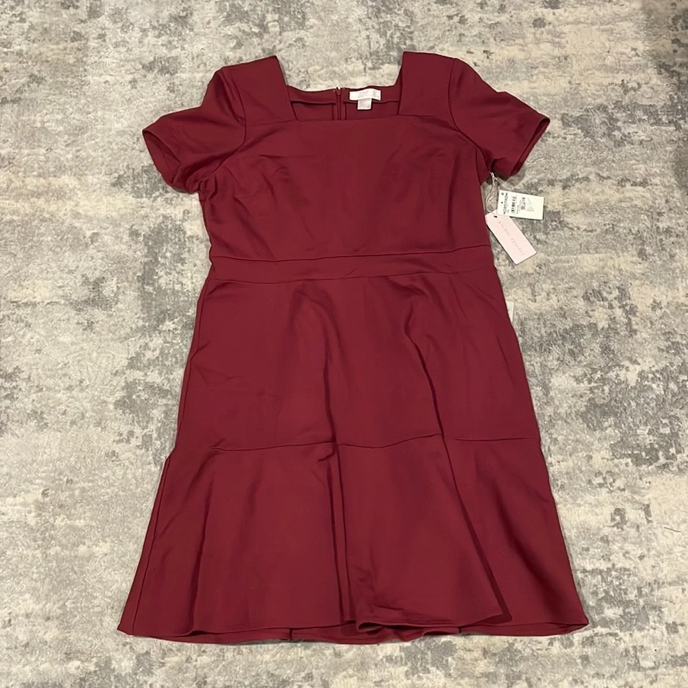 SOLD - NWT Rachel Parcell Square Neck Fit & Flare Dress in Red Cordovan Sz XXL - Picture 7 of 16